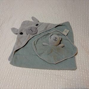 Plush Hooded set of two Baby Towels and Comfort Washcloth